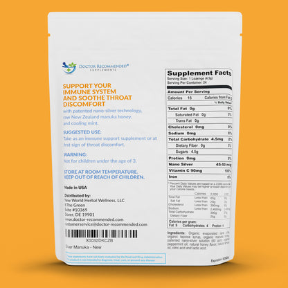 Silver Lozenges with Organic Manuka Honey and Vitamin C