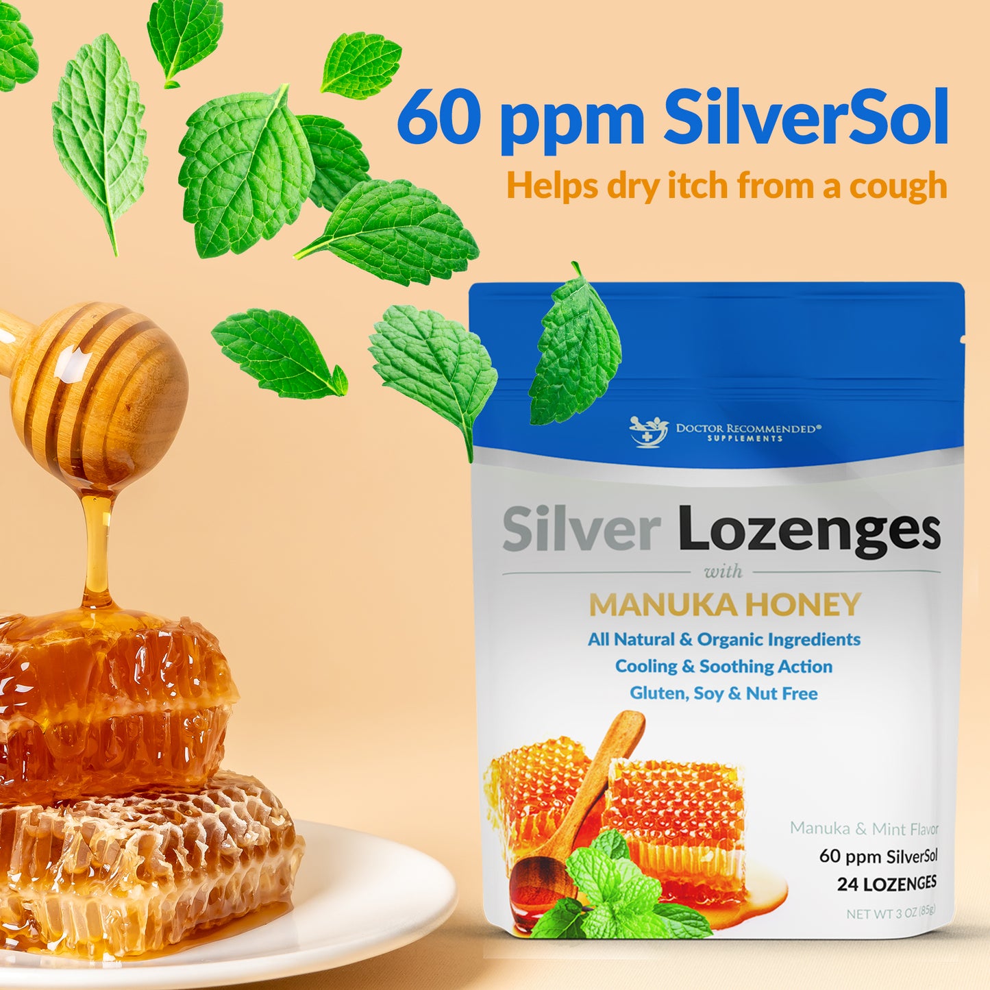 Silver Lozenges with Organic Manuka Honey and Vitamin C